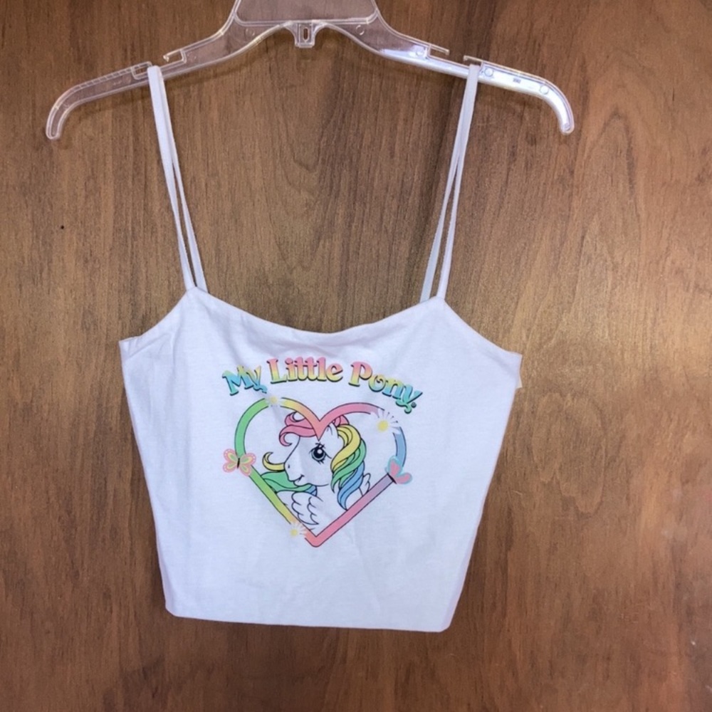 My little pony white crop top casual summer cropped sleeveless size L juniors - Picture 4 of 9